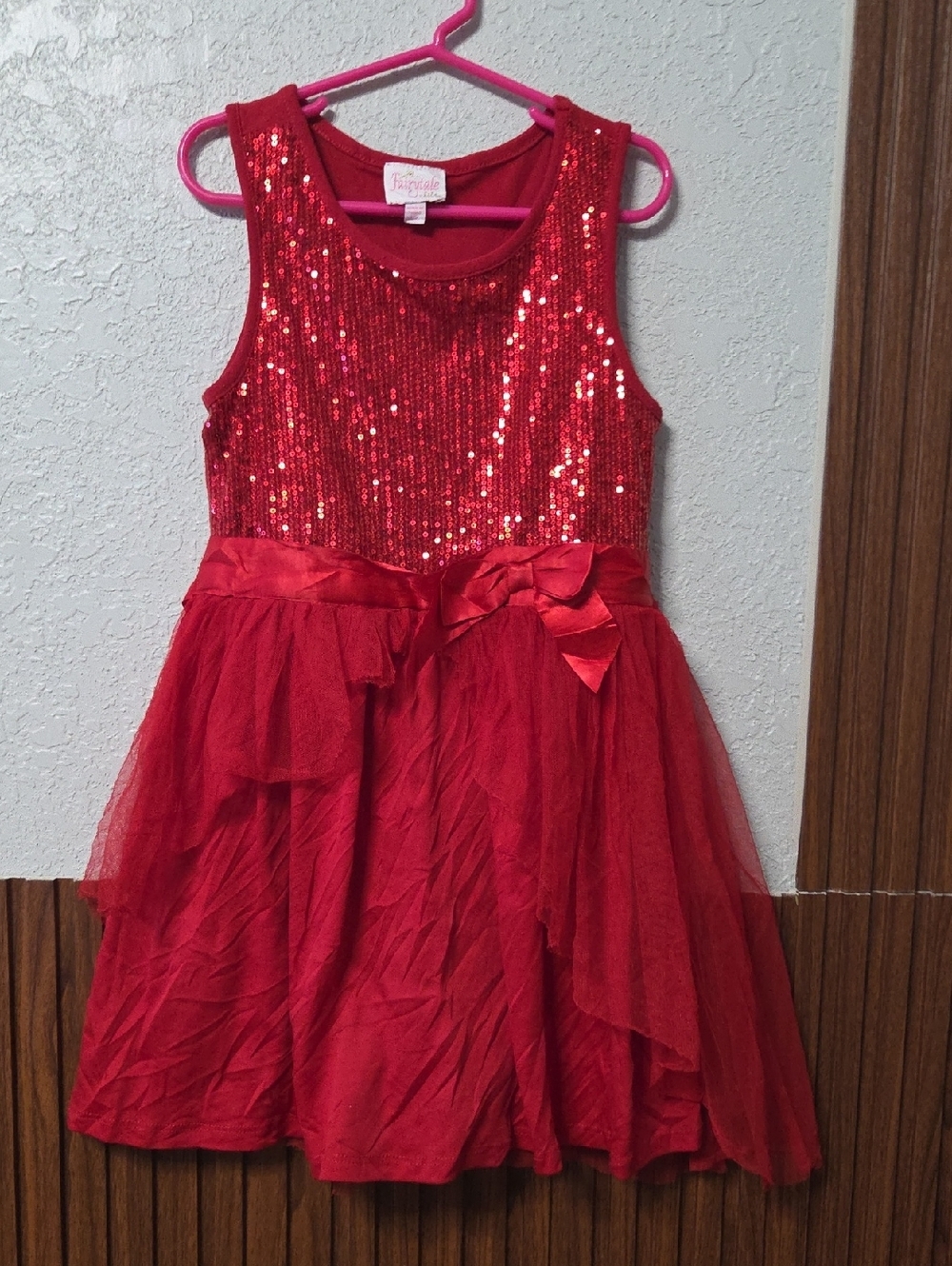 Magen's Fairytale Creations Red Sequin Tulle Party Dress Size 6x [0121]